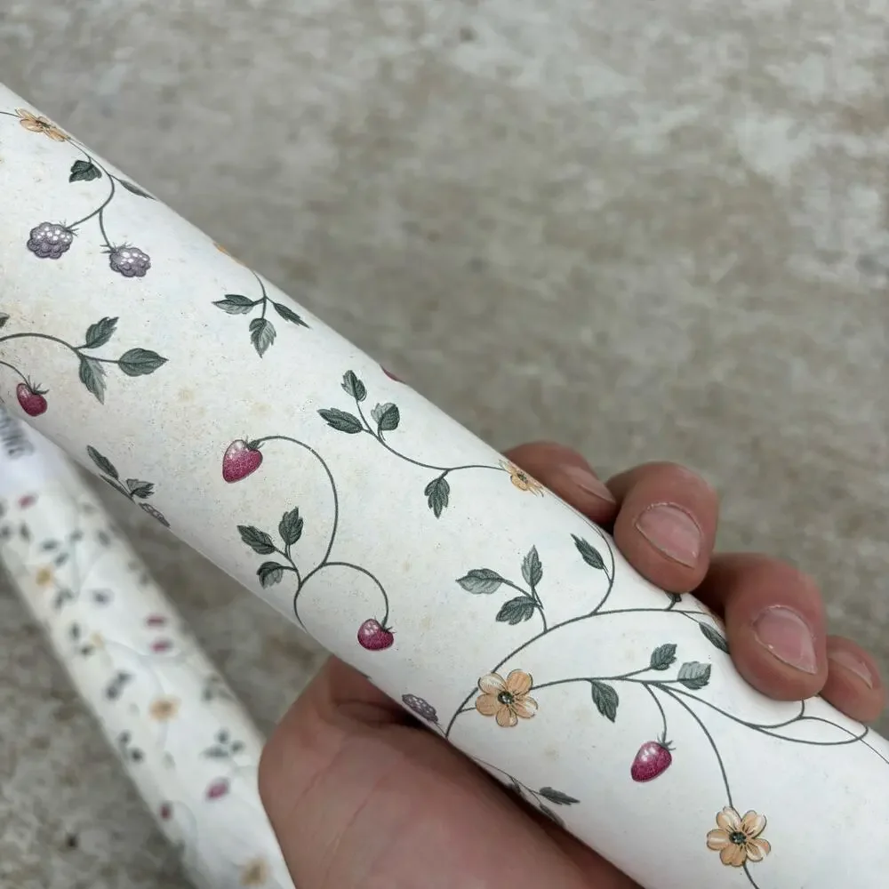 Lot of 2 Rolls Wallpaper Strawberry Blackberry Shelbourne Vinyl Wallcovering